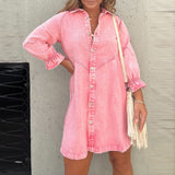 Women's Denim Mini Dress with Long Sleeves for Effortless Style
