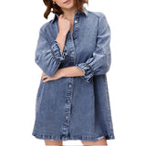 Women's Denim Mini Dress with Long Sleeves for Effortless Style