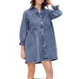 Women's Denim Mini Dress with Long Sleeves for Effortless Style