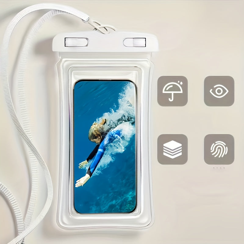 Waterproof Phone Pouch with Neck Strap for Beach and Travel – Durable PVC Smartphone Case for 20-32 cm Devices