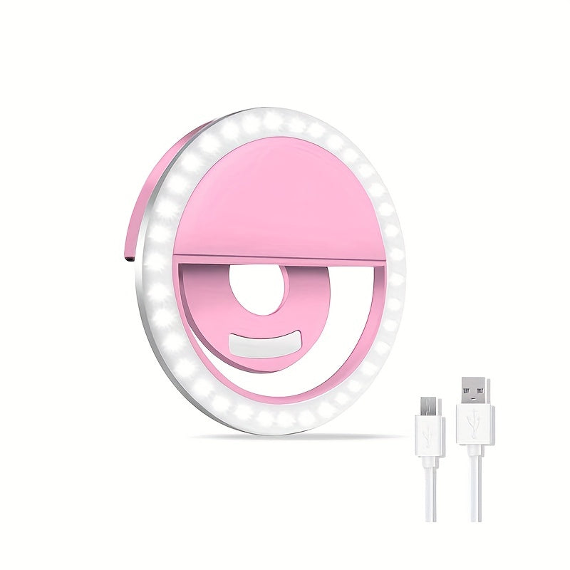 LED Selfie Ring Light with Rechargeable Battery – Perfect Circle Light for Makeup and Photography, Compatible with Phones and Computers