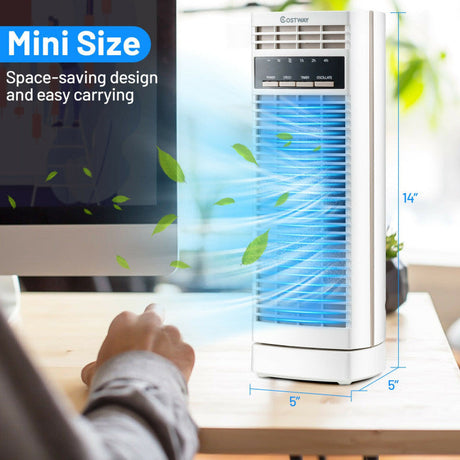Small Oscillating Desk Fan – 14-Inch Electric Tower Fan with Timer & Adjustable Speeds | Space-Saving Cool | For Personal Indoor Comfort