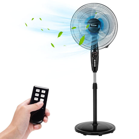 Adjustable Height Floor Fan – 16-Inch Oscillating Stand with Low-Noise Operation | Custom Cool | For Living Room & Workspace Use