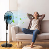 Adjustable Height Floor Fan – 16-Inch Oscillating Stand with Low-Noise Operation | Custom Cool | For Living Room & Workspace Use