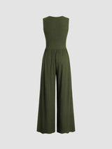 VogueStride - Elegant Wide-Leg Jumpsuit for Sophisticated Occasions