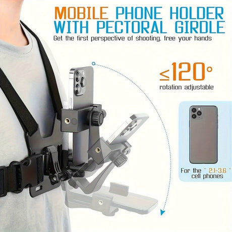 Adjustable Hands-Free Breast Belt for Comfortable Filming and Photography – Secure Phone Holder for Smartphones and Action Cameras