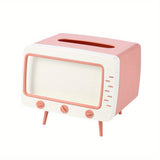 Retro TV Tissue Box Holder with Smartphone Dock – Multifunctional Tissue Cover for Home and Office Decor