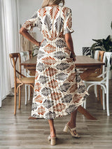 Women's Boho Maxi Dress with Flattering V-Neck for Summer Elegance