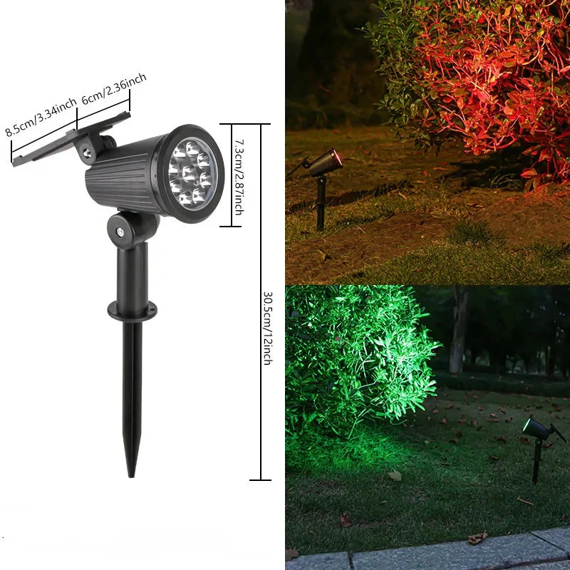 Solar Powered Garden Spotlight - 9 Color LED Solar Spike Lights for Outdoor Security