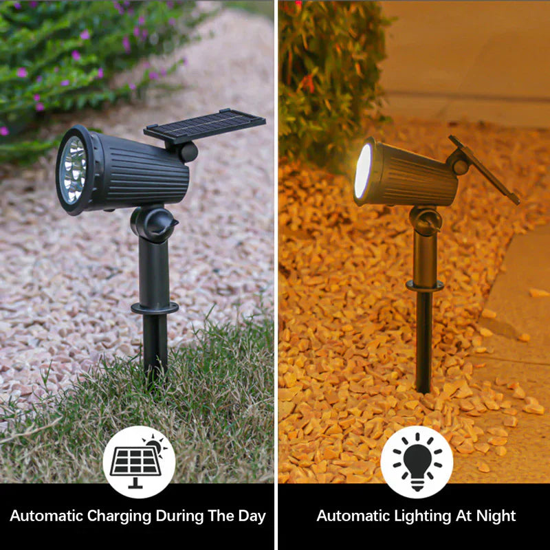 Solar Powered Garden Spotlight - 9 Color LED Solar Spike Lights for Outdoor Security