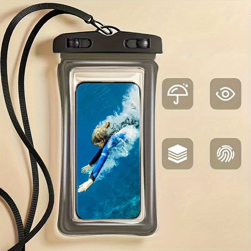 Waterproof Phone Pouch with Neck Strap for Beach and Travel – Durable PVC Smartphone Case for 20-32 cm Devices