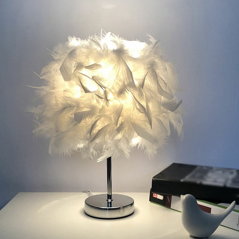VelvetGlow - Feather Globe Accent Lamp