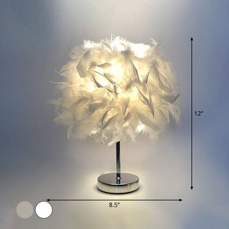VelvetGlow - Feather Globe Accent Lamp