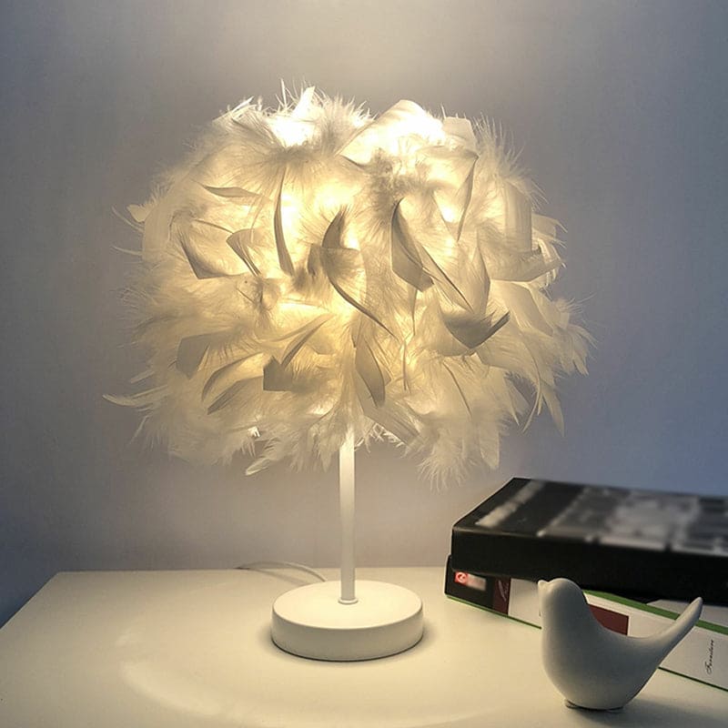 VelvetGlow - Feather Globe Accent Lamp