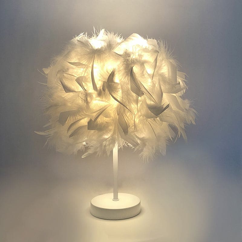 VelvetGlow - Feather Globe Accent Lamp