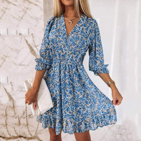 Women's Bohemian Floral Mini Dress for Summer Parties and Casual Outings