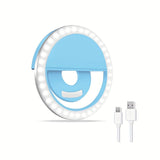 LED Selfie Ring Light with Rechargeable Battery – Perfect Circle Light for Makeup and Photography, Compatible with Phones and Computers