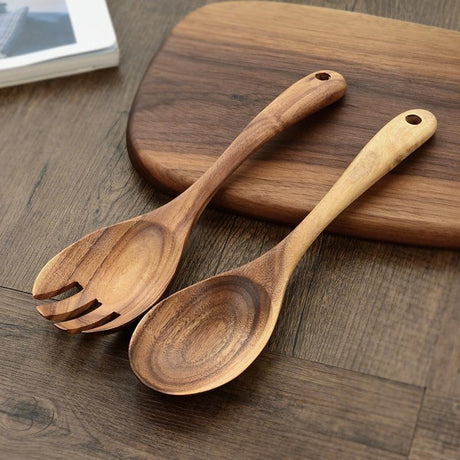 WoodenToss - Rustic Salad Serving Utensils (2-Piece)