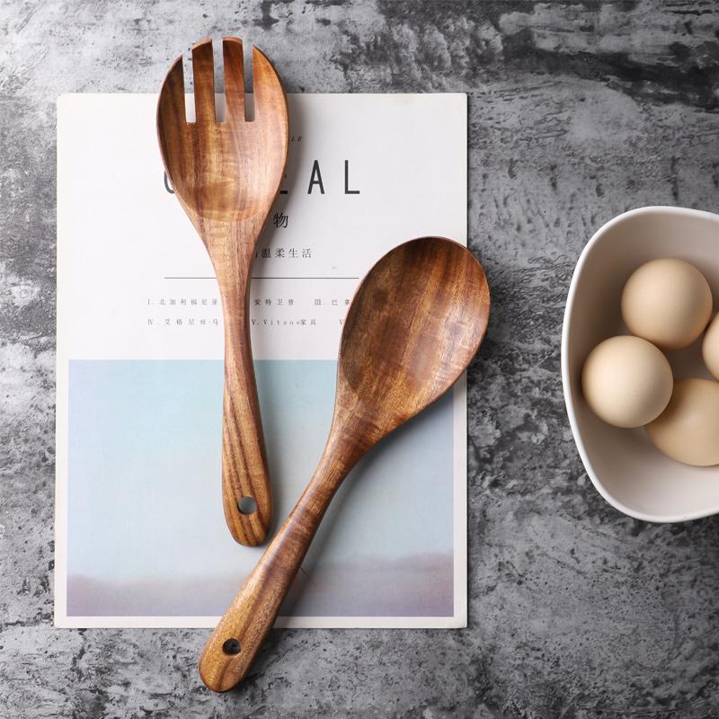 WoodenToss - Rustic Salad Serving Utensils (2-Piece)