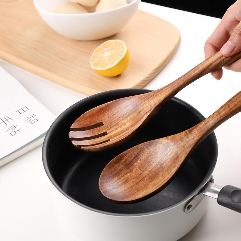 WoodenToss - Rustic Salad Serving Utensils (2-Piece)