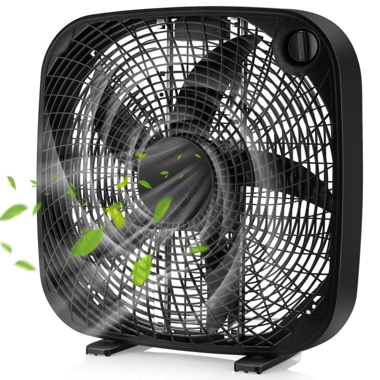 20-Inch Box Floor Fan – Portable Cooling Unit with 3 Speed Settings & Easy Knob Control | Strong Airflow | For Home, Garage & Office Use