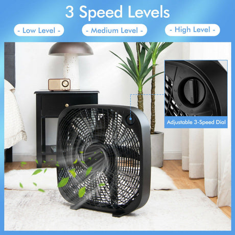 20-Inch Box Floor Fan – Portable Cooling Unit with 3 Speed Settings & Easy Knob Control | Strong Airflow | For Home, Garage & Office Use