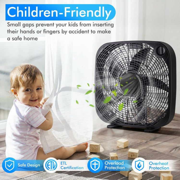 20-Inch Box Floor Fan – Portable Cooling Unit with 3 Speed Settings & Easy Knob Control | Strong Airflow | For Home, Garage & Office Use