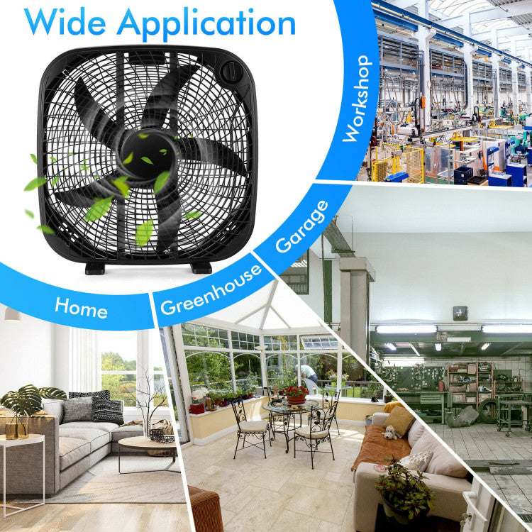 20-Inch Box Floor Fan – Portable Cooling Unit with 3 Speed Settings & Easy Knob Control | Strong Airflow | For Home, Garage & Office Use