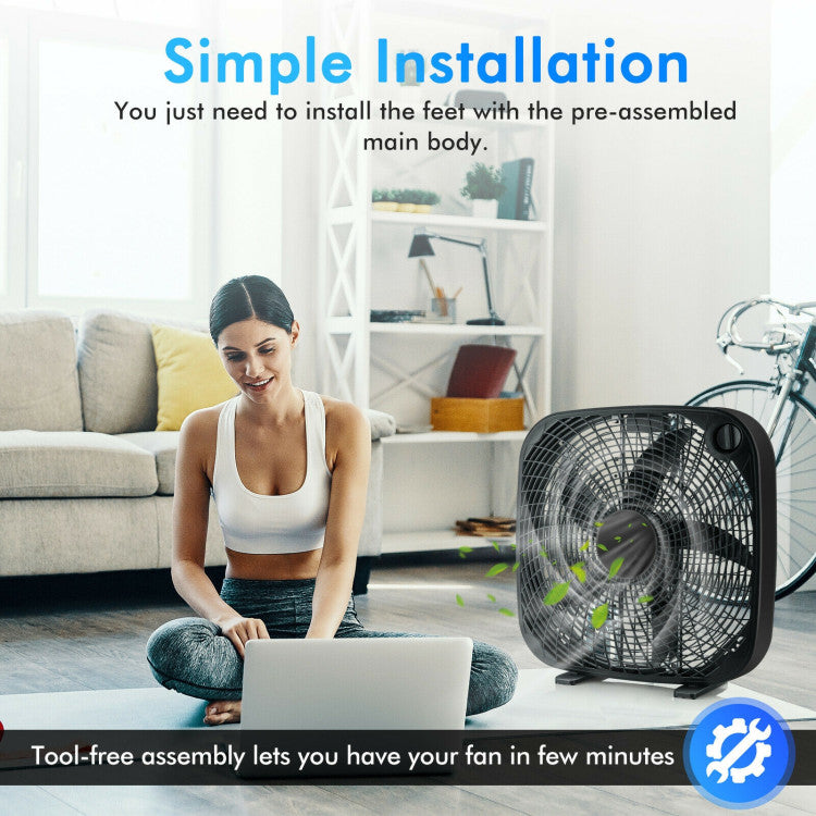 20-Inch Box Floor Fan – Portable Cooling Unit with 3 Speed Settings & Easy Knob Control | Strong Airflow | For Home, Garage & Office Use