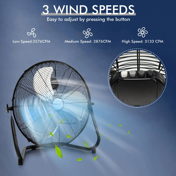 20-Inch High-Speed Floor Fan – Durable Metal Design with 3 Wind Modes | Strong Performance | For Indoor Ventilation & Heat Relief
