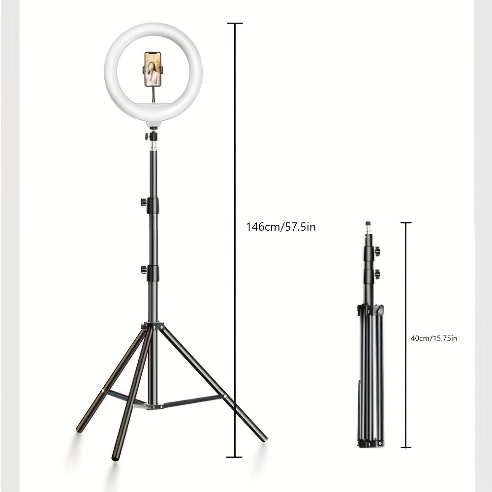 LED Ring Light with Adjustable Tripod and Phone Holder for Selfies and Video Recording