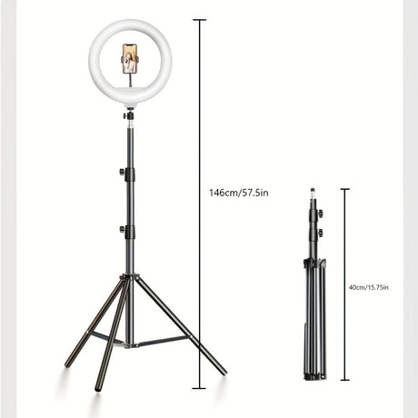LED Ring Light with Adjustable Tripod and Phone Holder for Selfies and Video Recording