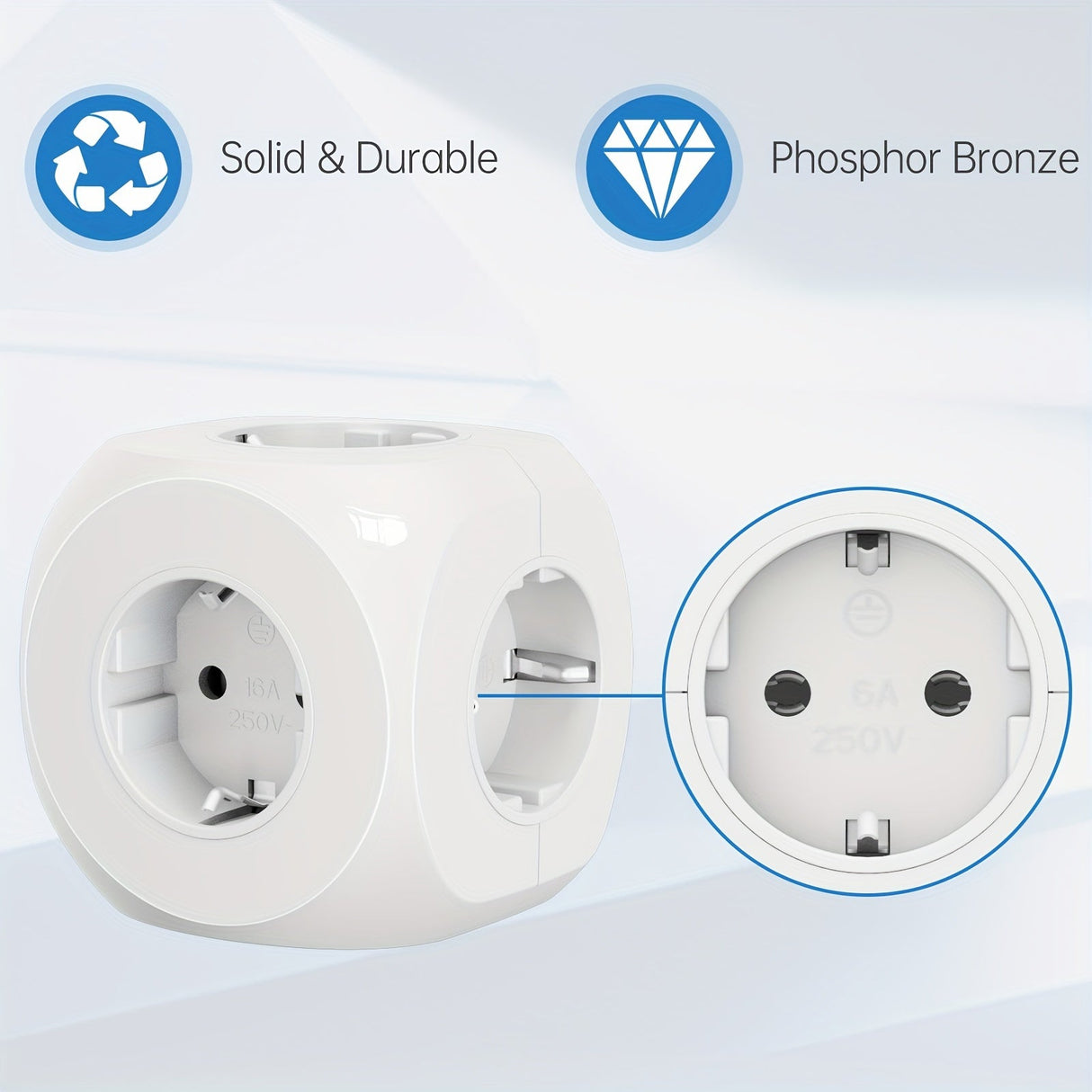 Compact Portable Power Socket Cube with 5 Electric Connections – Lightweight and Safe for Home, Office, and Travel