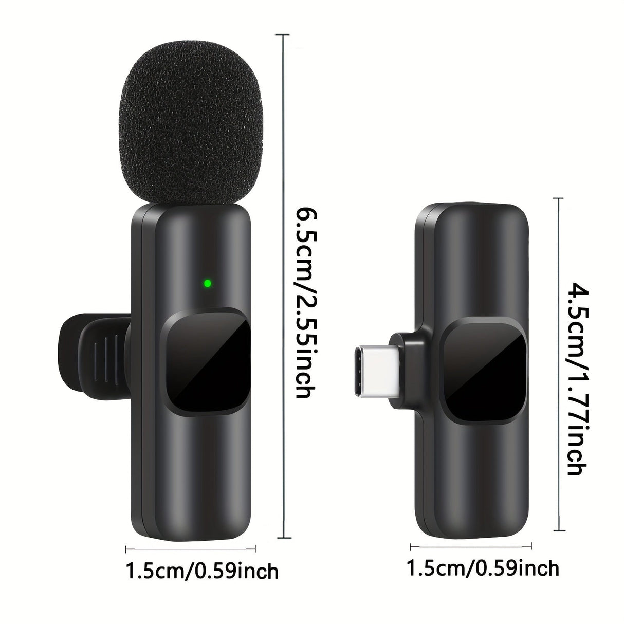 Wireless Lavalier Microphone for Video Recording and Live Streaming – Compact Design with High Sound Quality and USB-C Connection