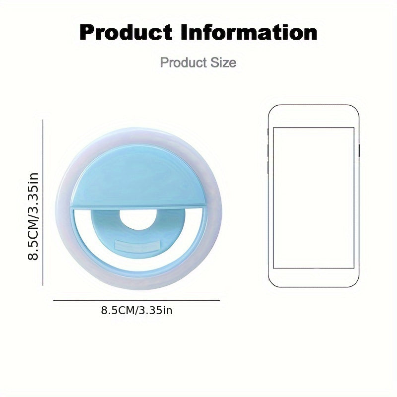 LED Selfie Ring Light with Rechargeable Battery – Perfect Circle Light for Makeup and Photography, Compatible with Phones and Computers