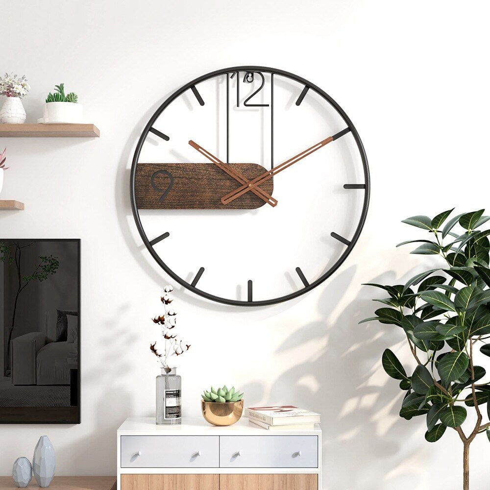 Woodline - Modern Wall Clock in Steel and Walnut