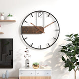 Woodline - Modern Wall Clock in Steel and Walnut