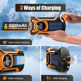 All-in-One Emergency Radio with Hand Crank, Solar Panel, Flashlight & USB Charger – Ideal for Camping and Outdoor Use