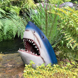 Shark Garden Sculpture – Weather-Resistant Outdoor Wall Art for Unique Garden Ornaments – Blue Resin Design