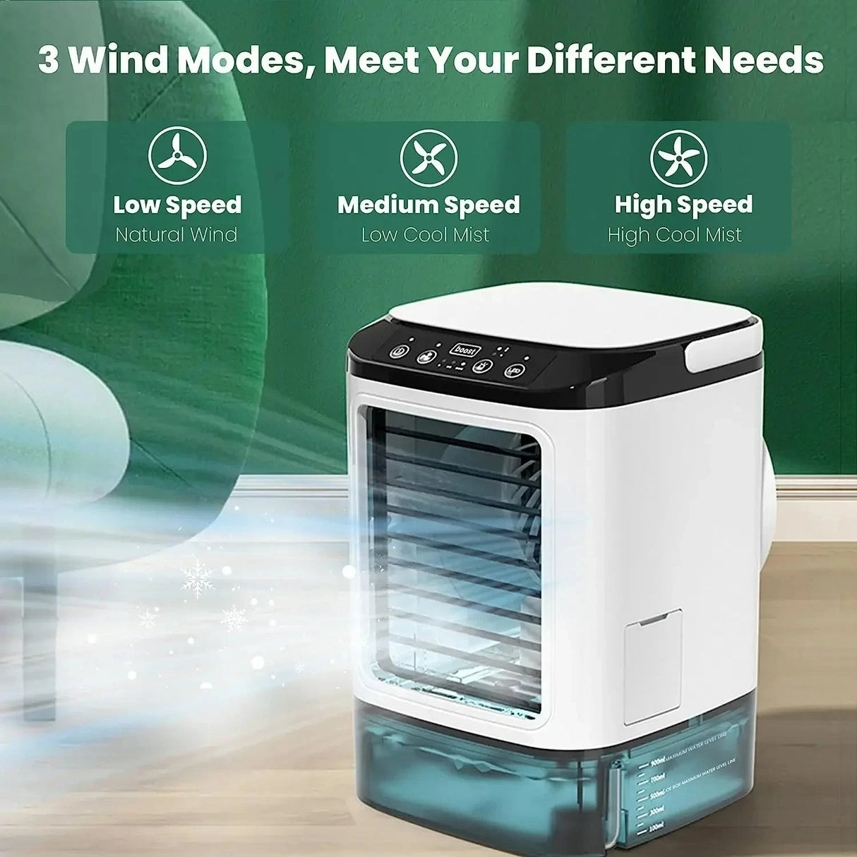 3-course portable air conditioning with ultrasound cooling