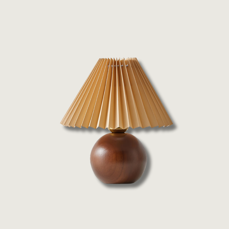 SiennaGlow - Tafel Lamp met Houten en Stoffen Ontwerp