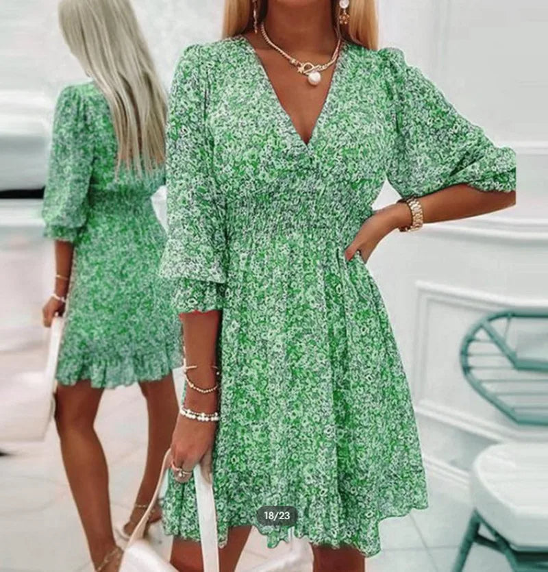 Women's Bohemian Floral Mini Dress for Summer Parties and Casual Outings