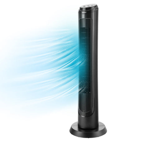 75° Oscillating Tower Fan – 40-Inch Fan with Remote, 3 Breeze Modes & 4 Wind Speeds | Quiet Power | For Living Room & Workspace