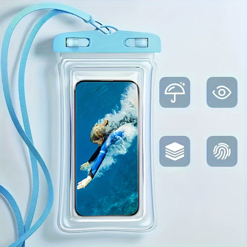 Waterproof Phone Pouch with Neck Strap for Beach and Travel – Durable PVC Smartphone Case for 20-32 cm Devices