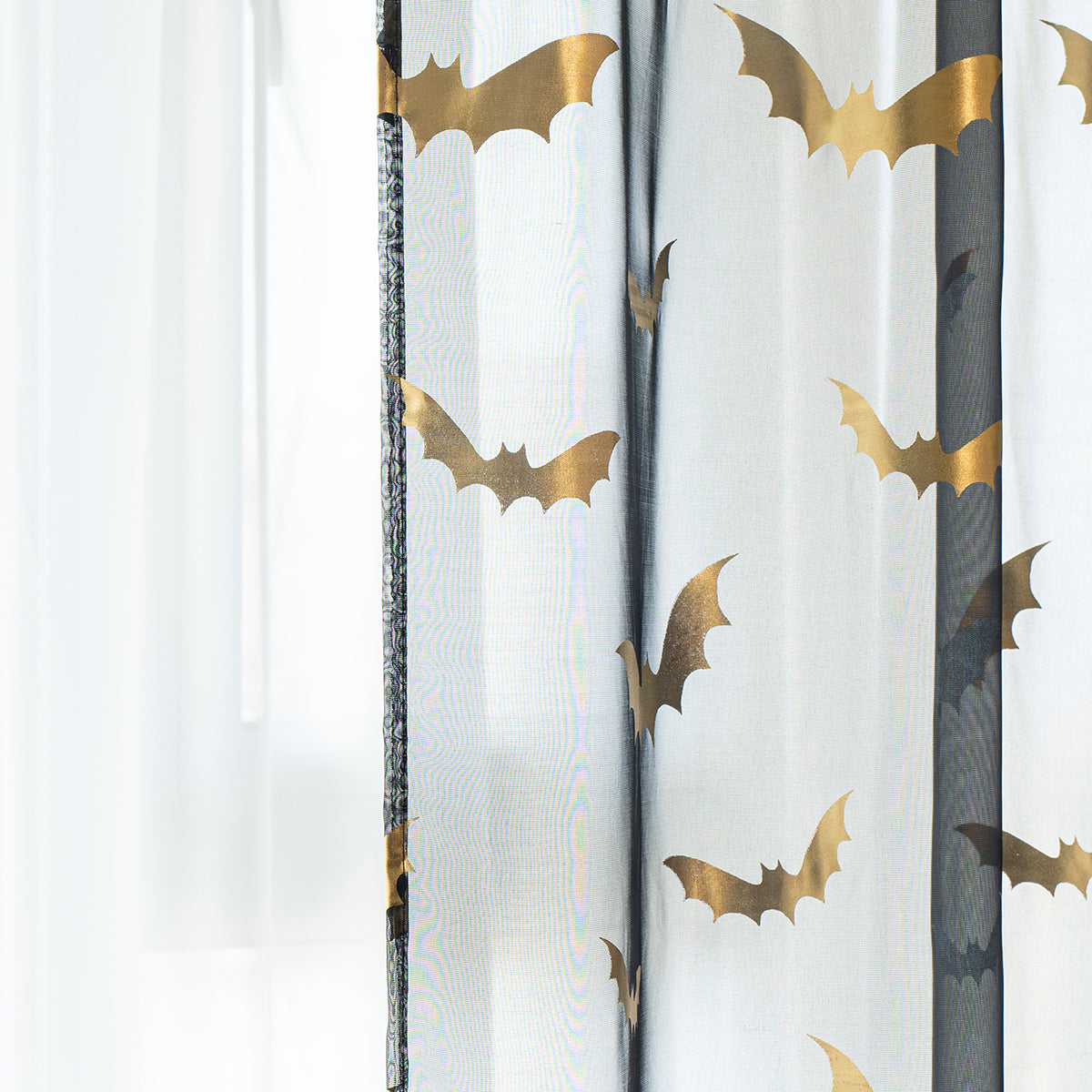 ShadowWings – Sheer Curtains with Bat Pattern