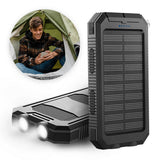 500000mAh Waterproof Solar Power Bank with Dual USB Ports and LED Flashlight - Best Portable Charger for Outdoor Use
