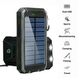 500000mAh Waterproof Solar Power Bank with Dual USB Ports and LED Flashlight - Best Portable Charger for Outdoor Use