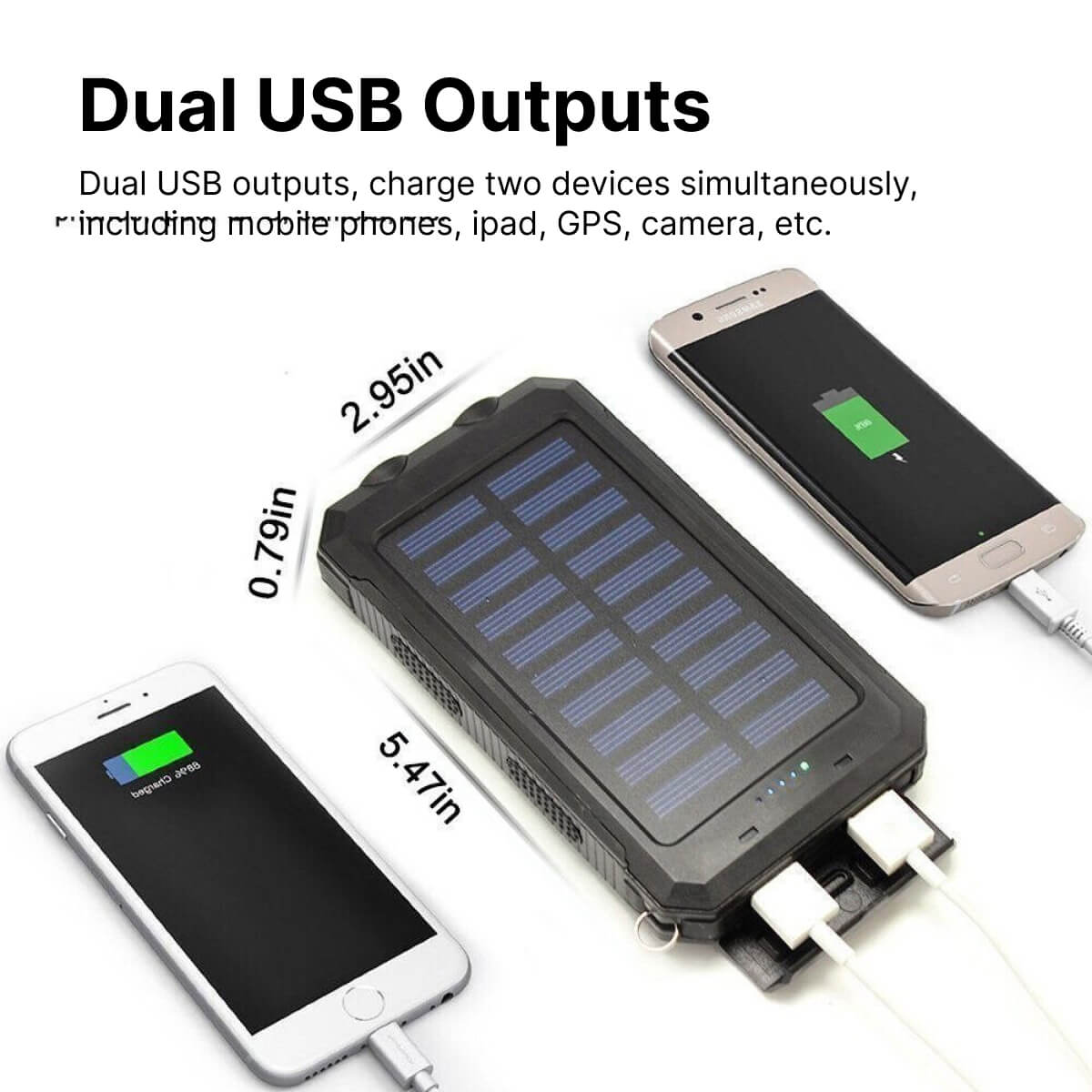 500000mAh Waterproof Solar Power Bank with Dual USB Ports and LED Flashlight - Best Portable Charger for Outdoor Use