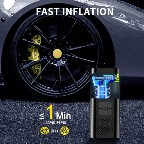 Portable Air Compressor with LCD Screen and LED Light – 150 PSI Inflator for Cars, Bikes, and Sports Equipment