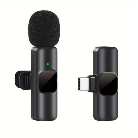 Wireless Lavalier Microphone for Video Recording and Live Streaming – Compact Design with High Sound Quality and USB-C Connection